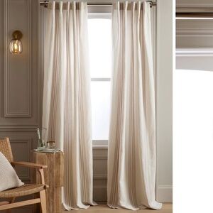 NWT QUINCE Set Of 2 48x84 Coastal Stripe Linen Cotton Curtains Iv/Natural 4337
